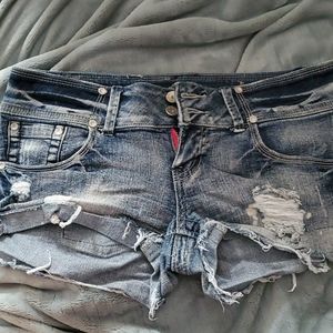 Ripped stretch Jean Shorts